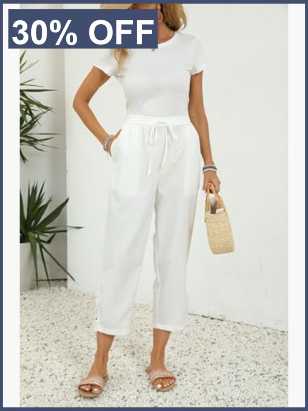 Casual Drawstring Elastic Waist Wide Leg Pants with Pockets - Picture 5 of 7